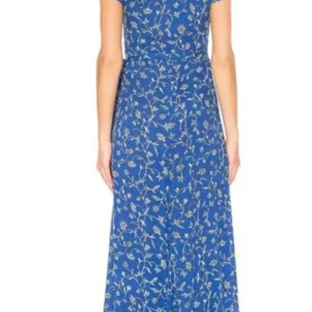 Revolve Amuse Society Summer Safari blue coast floral maxi wrap cottage core Med - Picture 2 of 9